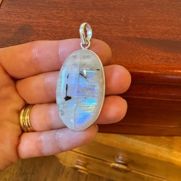 ๐For A๐ Colorful Flash Oval Rainbow Moonstone Pendant - Picture 10 of 16